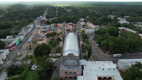 Elevation-Drone-Shot-Of-Pueblo-Magico-De-Espita-In-Yucatan-Mexico