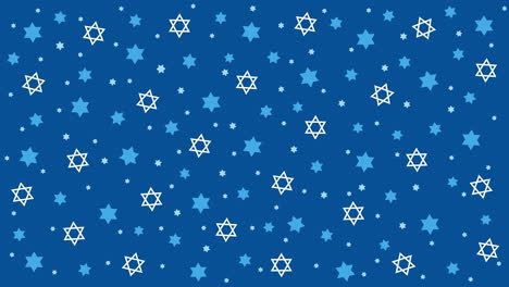 star of david traditional jewish symbol pattern. loop animation icon on blue background.