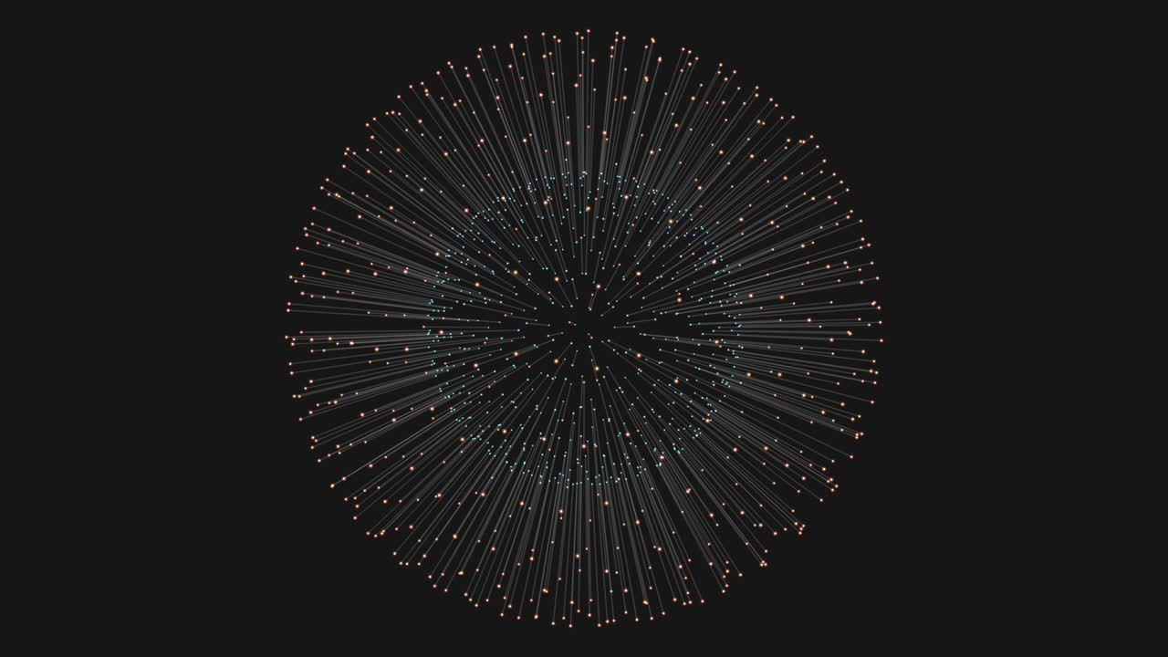 Futuristic sphere with neon glitters and lines on black galaxy