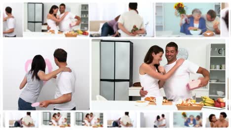 montage of romantic couples at home