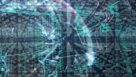 animación del procesamiento de datos en todo el mundo