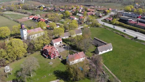 Glomminge-Vicarage-yard,-Oland-island,-Sweden,-Establishing-shot