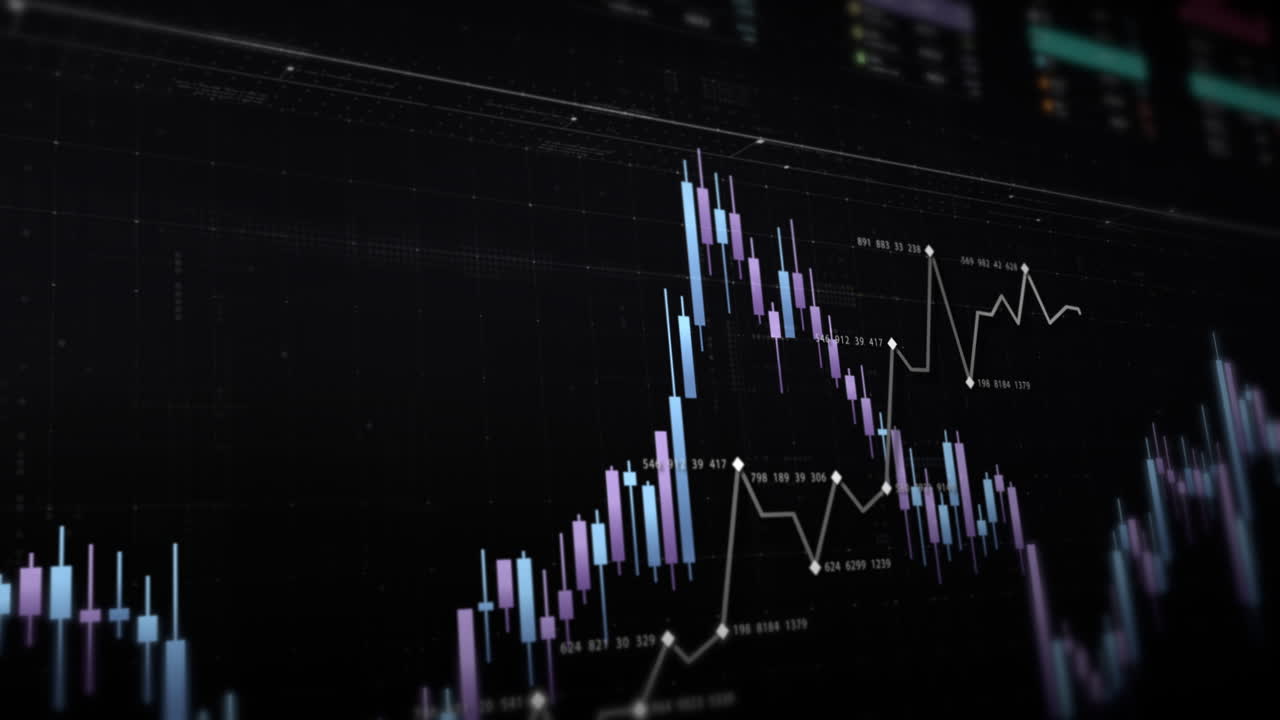 visuales de datos dinámicos para gráficos de información de negocios, gráficos animados e insights basados en datos para una maqueta de reunión de negocios. explore el mundo del comercio, las bolsas de valores y la criptografía