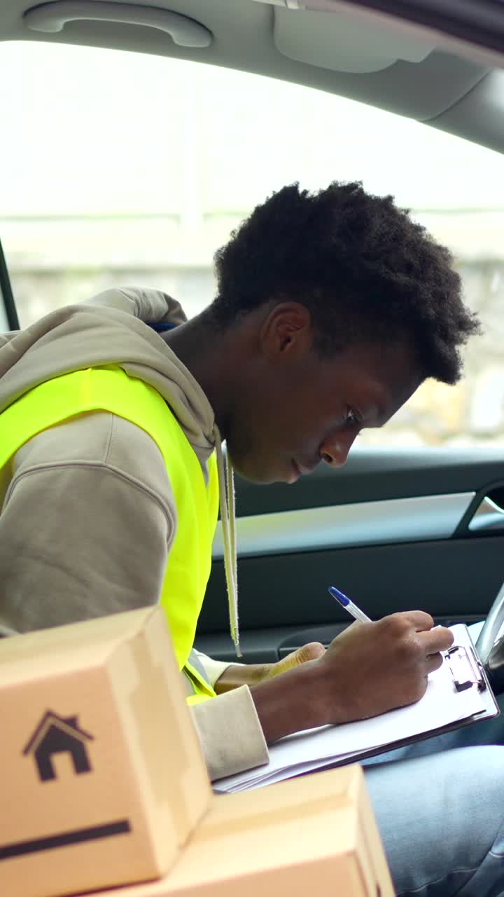 Delivery Driver in Car