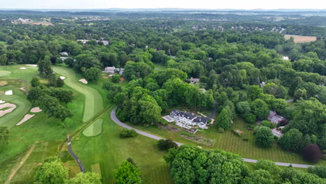 aerial shot of country club golf course