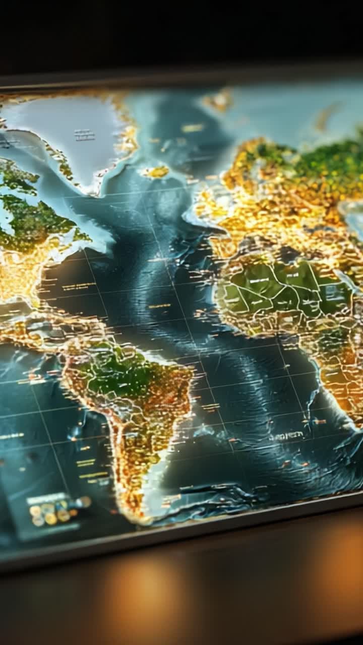 A Stunning Display of a Detailed World Map Highlighting Continents, Oceans, and Urban Areas in a Vivid and Engaging Style, Ideal for Geography Enthusiasts