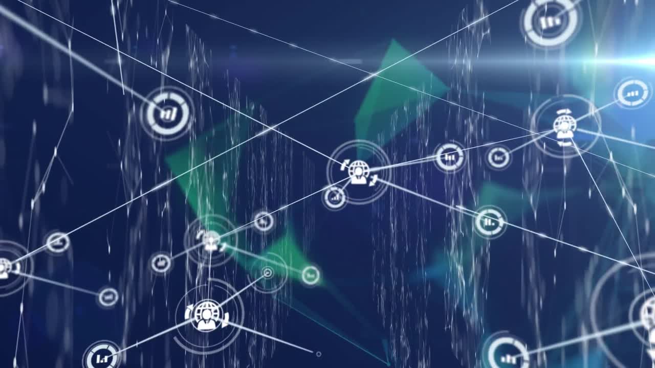 animación de la red de conexiones sobre fondo azul