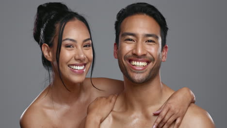 Couple,-smile-and-care-for-skincare