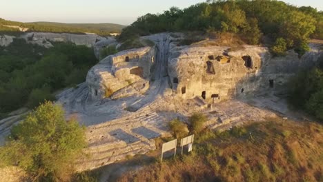 aerial view of cave dwellings in romania