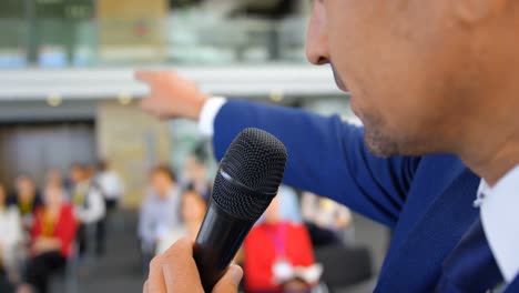 male speaker speaking in the business seminar 4k