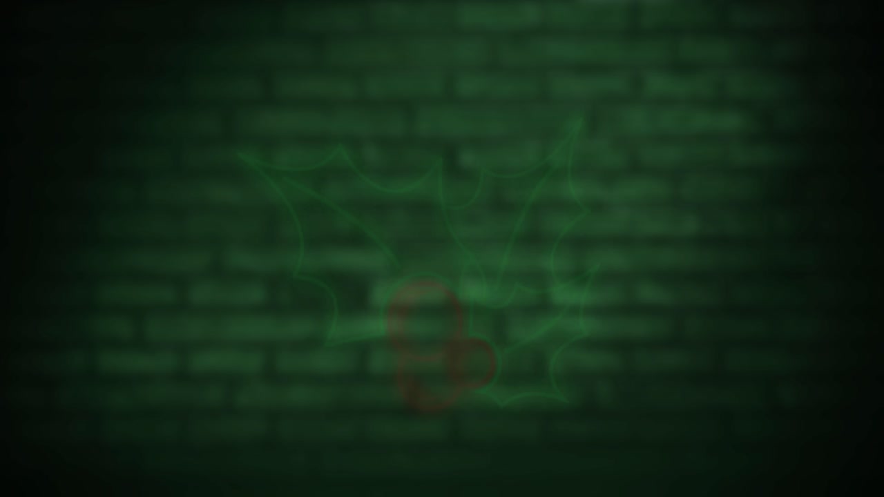 animación de la pared de ladrillo sobre las hojas de navidad