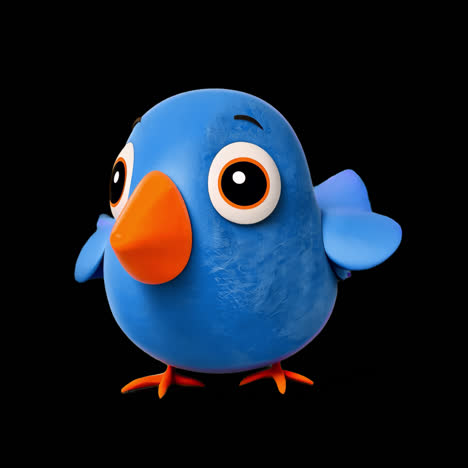 cute blue cartoon bird animation isolated asset, transparent 4k video, alpha channel, prores 4444