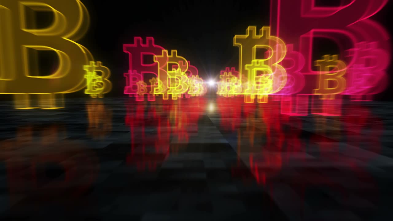 Bitcoin blockchain crypto currency symbols loop cyber concept