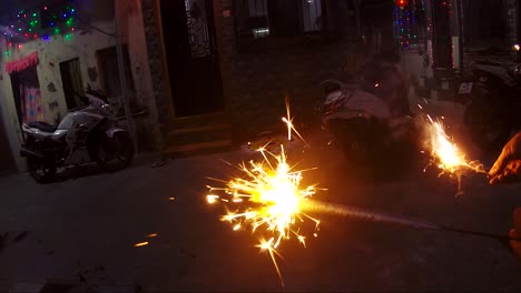 Burning-firework-or-cracker-during-the-Diwali-festival-celebration-in-India