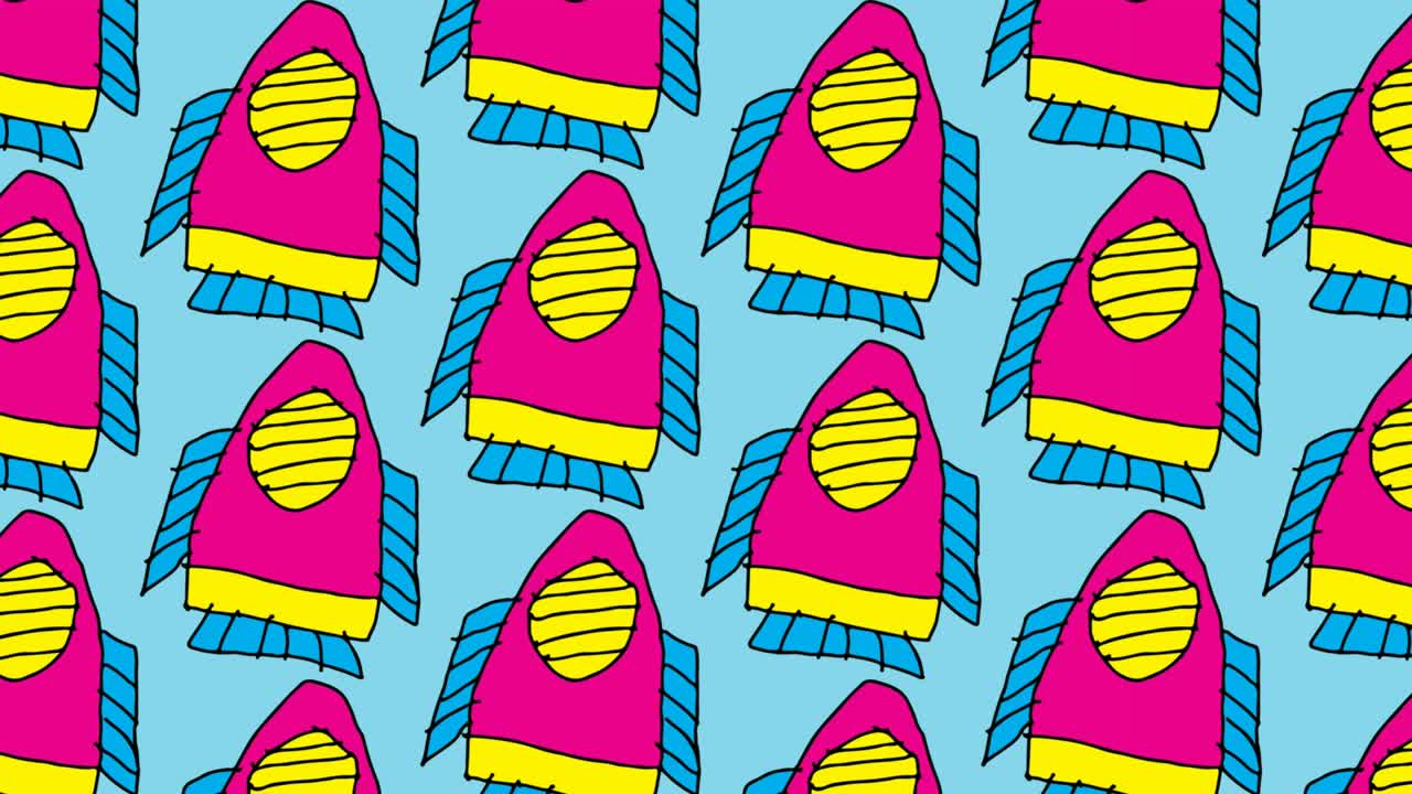 kids drawing pop art seamless background with theme of rocket