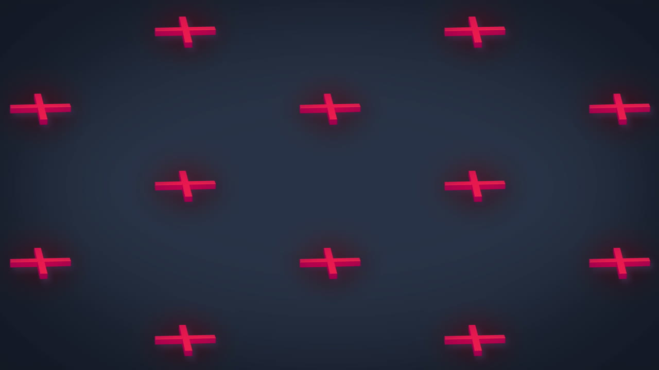animación de filas de patrones de cruces rosas que se mueven sobre un fondo negro