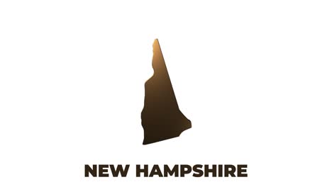 new hampshire state of the united states of america. animated 3d gold location marker on the map. easy to use with screen transparency mode on your video.