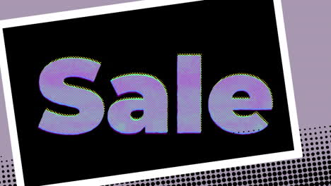 animación de texto de venta y formas en fondo negro