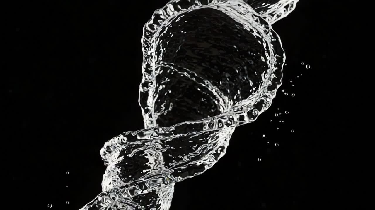 Mesmerizing Spiral of Water Displaying Fluid Dynamics in Motion Against a Mysterious Black Background Captured in Stunning Detail