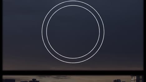 animation of interference and circles over cityscape