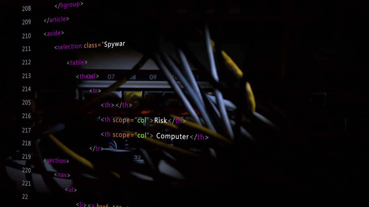 animación del procesamiento de datos en la sala de servidores