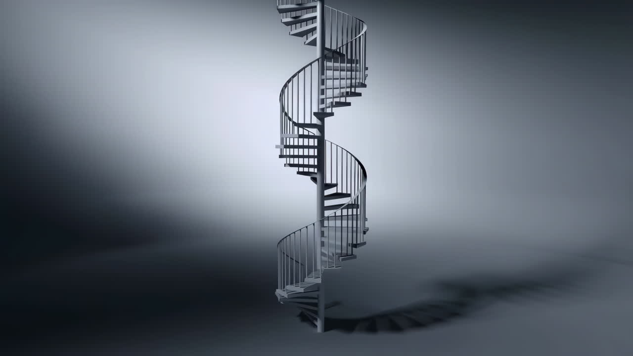 A sleek spiral staircase in a minimalist setting