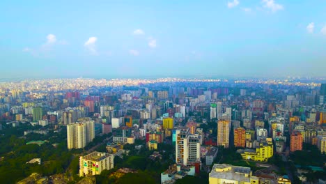 Panorama-Of-The-Megacity-With-Skylines-In-Dhaka,-Bangladesh,-South-Asia