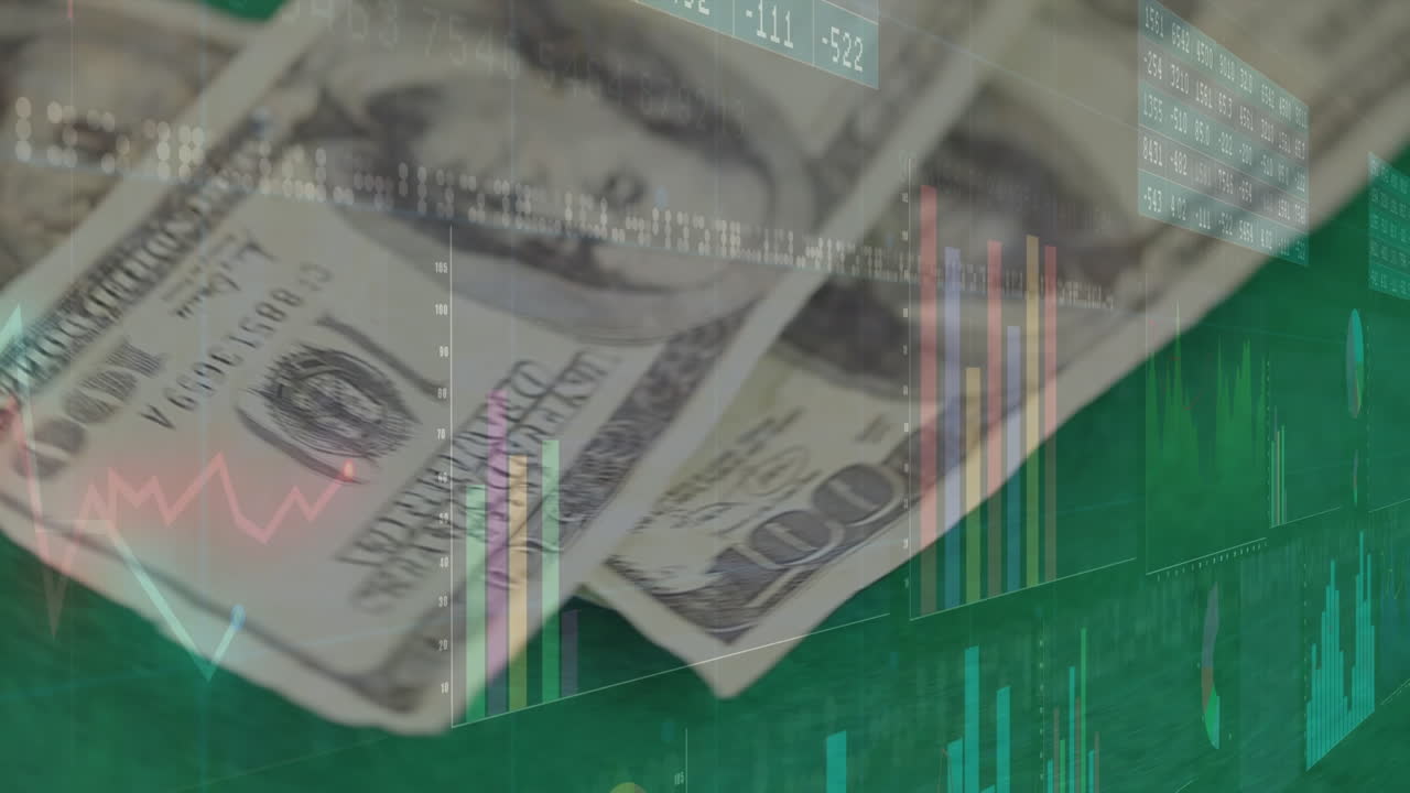 animación del procesamiento de datos sobre billetes