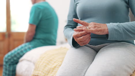 Stress,-wedding-ring-and-senior-woman