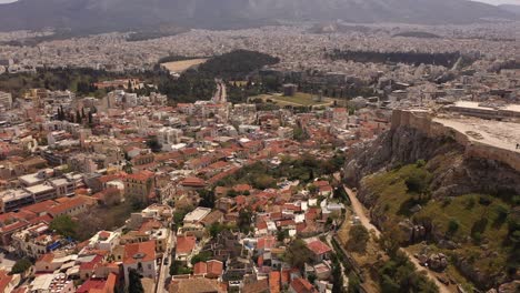 Drohnenaufnahmen-Der-Stadt-Und-Der-Akropolis-Von-Athen