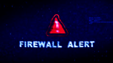 firewall alert text digital noise twitch glitch distortion effect error loop animation.