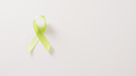 Video-of-pale-green-std-awareness-ribbon-on-white-background-with-copy-space