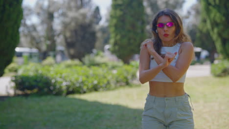 woman dancing in a park