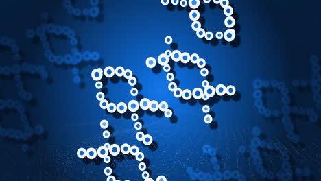 animación de la estructura molecular sobre un fondo azul con patrones circulares