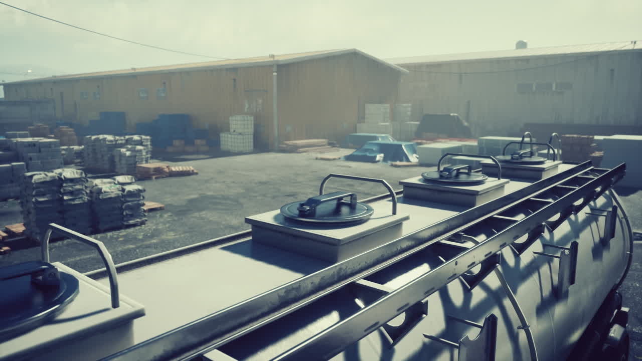 창고 야드 에 있는 산업용 커 트럭