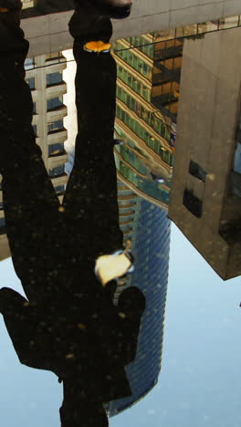 reflection of a businessman in the puddle