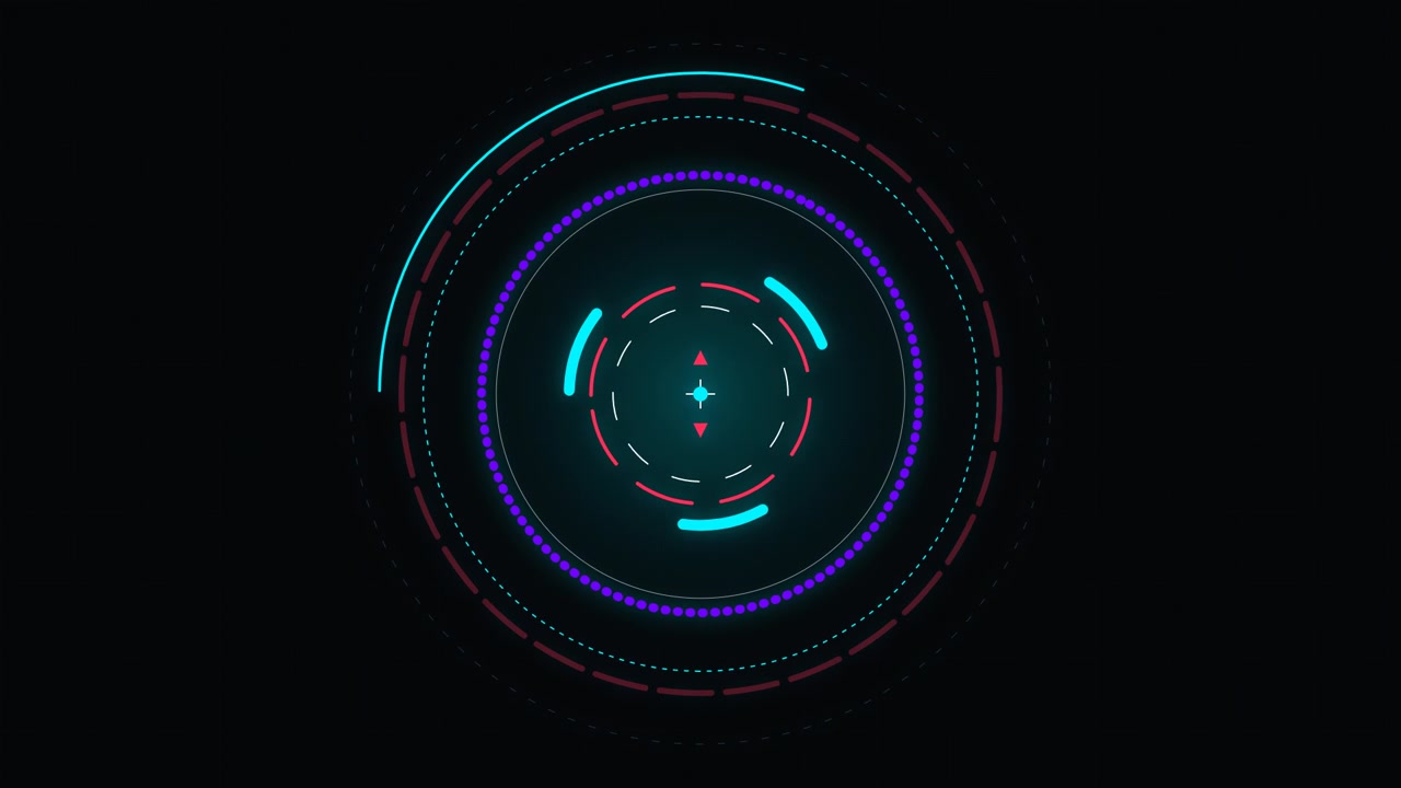 Futuristic Digital HUD Interface With Rotating Circular Elements