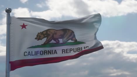 california flag on a flagpole waving in the wind in the sky. state of california in the united states of america