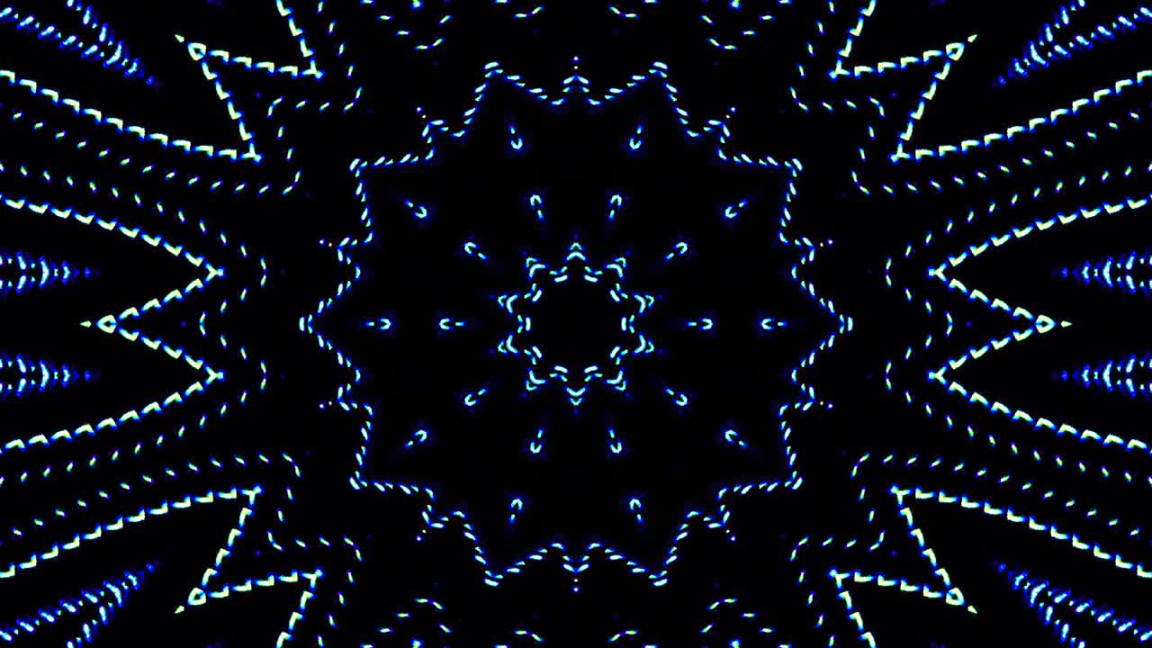 Bright abstract light governing full color, kaleidoscope, black background