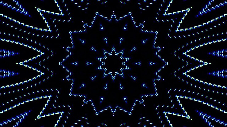 Bright abstract light governing full color, kaleidoscope, black background