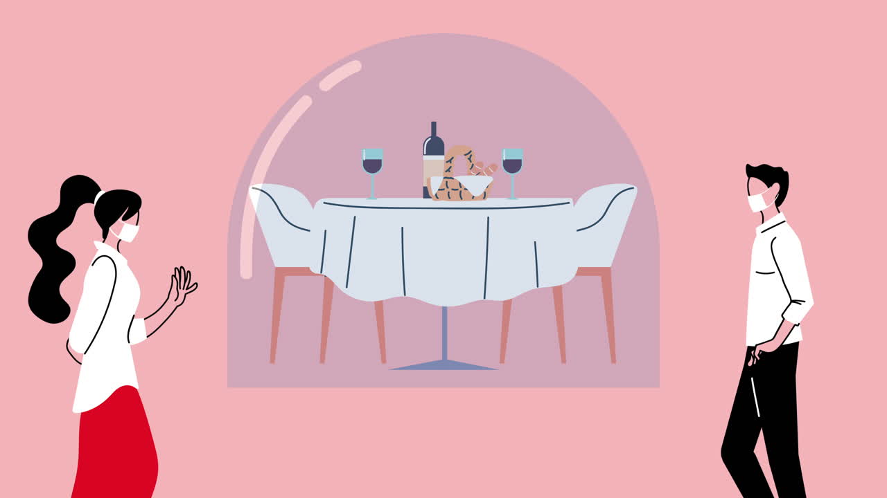 biosafety protocols in restaurant with couple eating