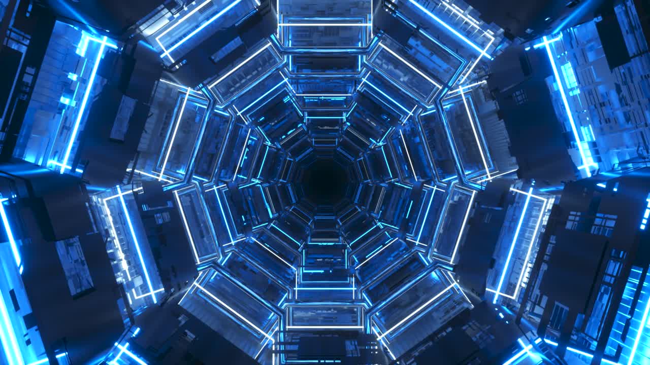 Abstract Futuristic Neon Tunnel