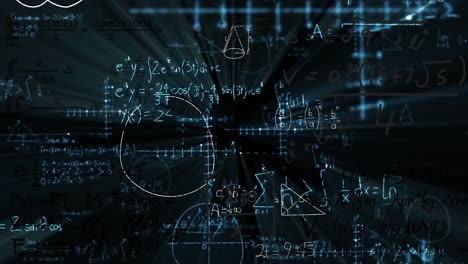 animation of mathematical equations on black background