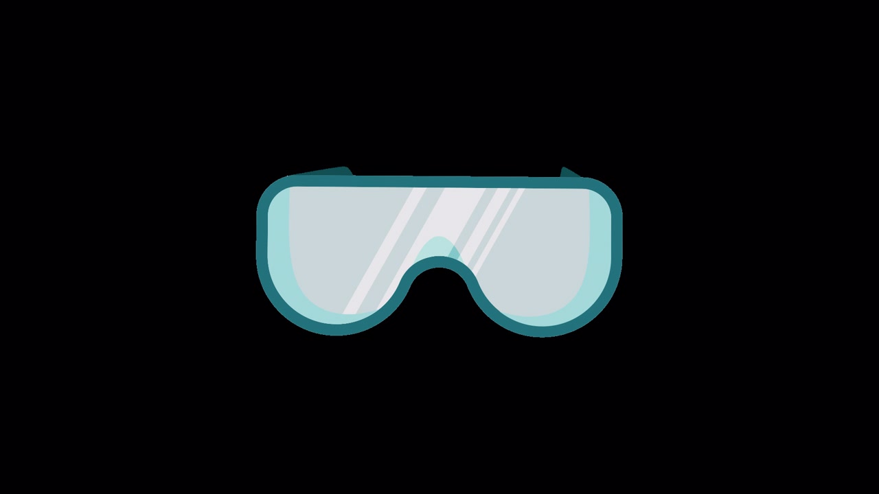 Animated Safety Goggles Appearing and Disappearing on Transparent Background
