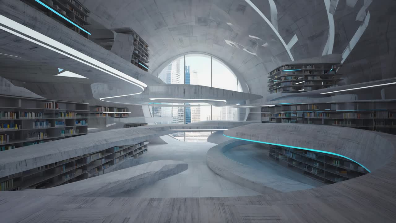 Modern Concrete Library Interior