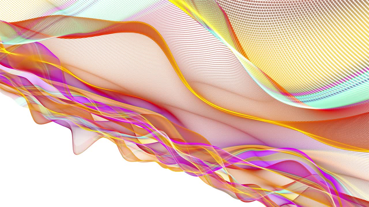 천천히 움직이는 입자 파동 물체와 함께 환상적인 애니메이션, 4096x2304 루프 4k