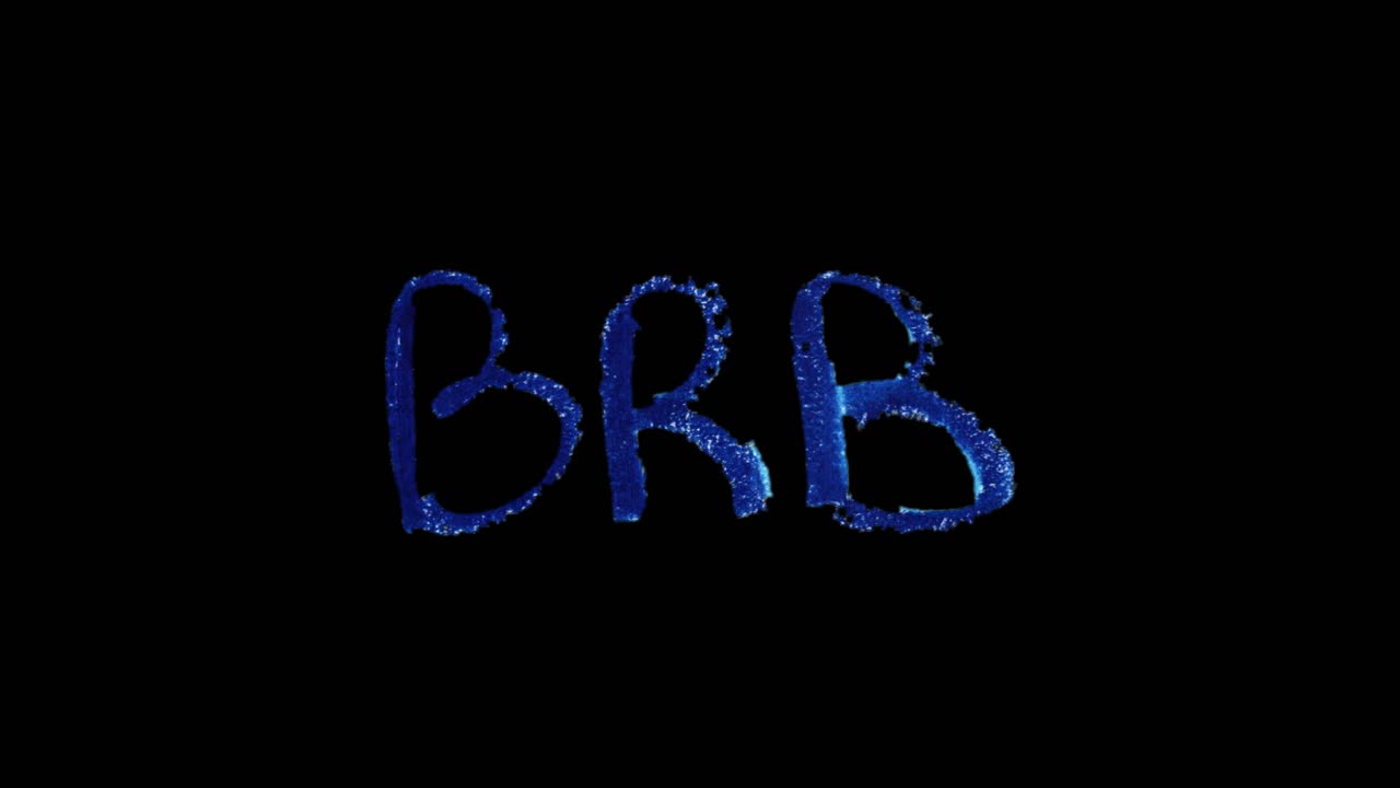 BRB title in playful animated strokes, a friendly pause card for livestreams or breaks