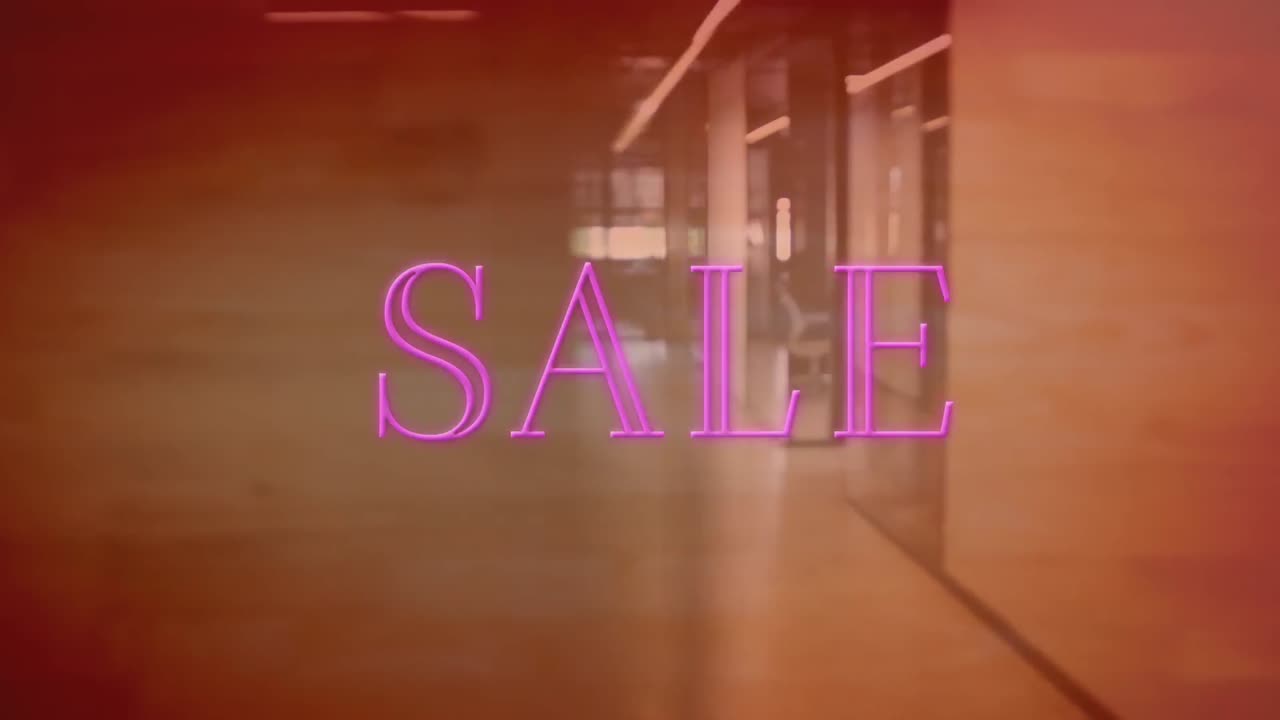 빈 사무실 위에 판매 텍스트의 애니메이션