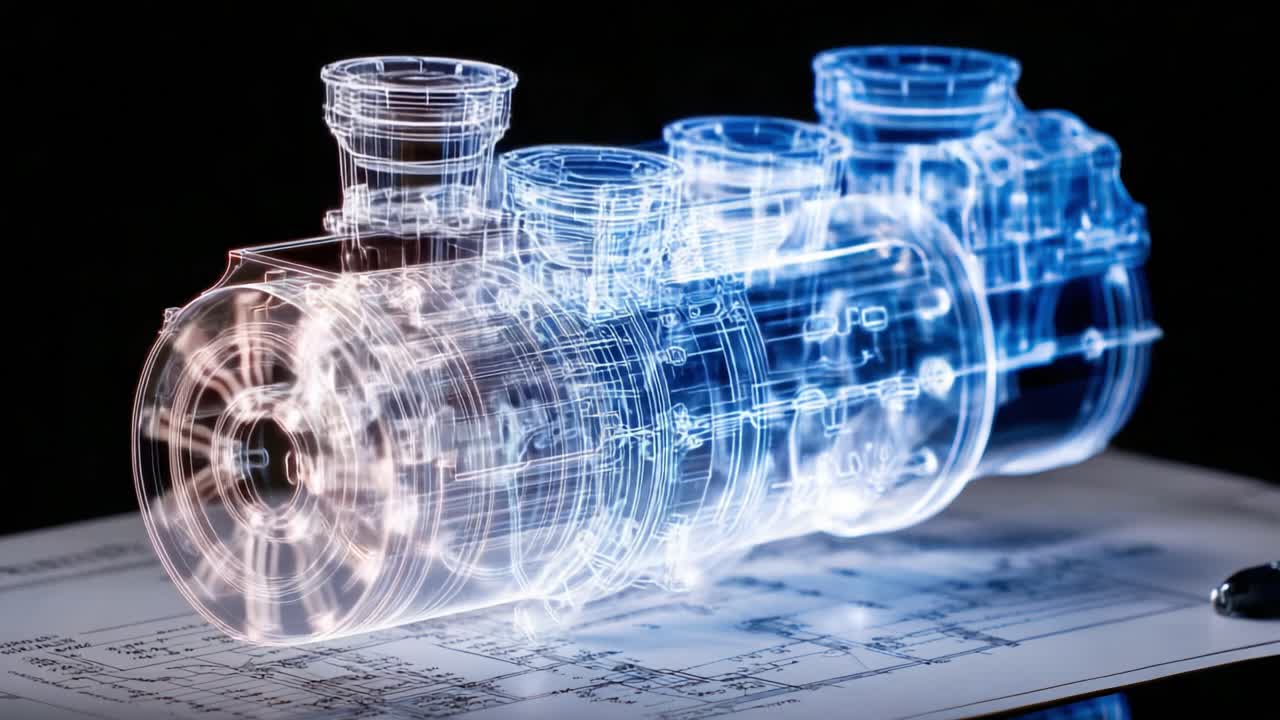 Intricate Detailed Visualization of a Stylized Engine: Exploring the Technical Marvels of Modern Engineering through Innovative Design and Clear Specifications