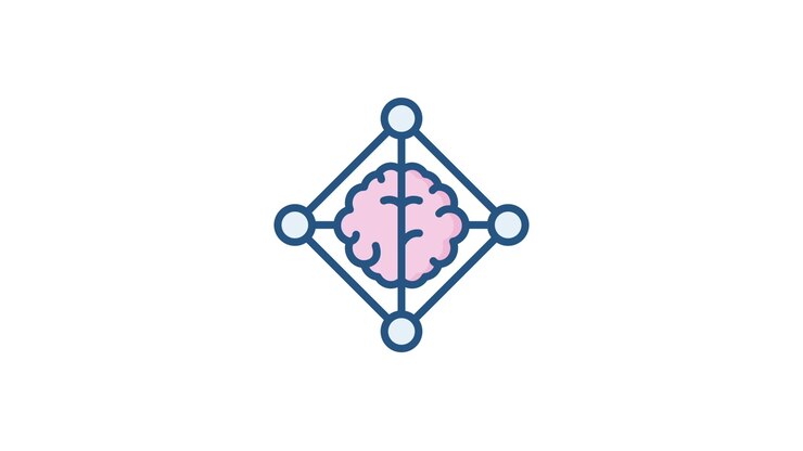 Ícone de Cérebro Animado com Conexões de Rede